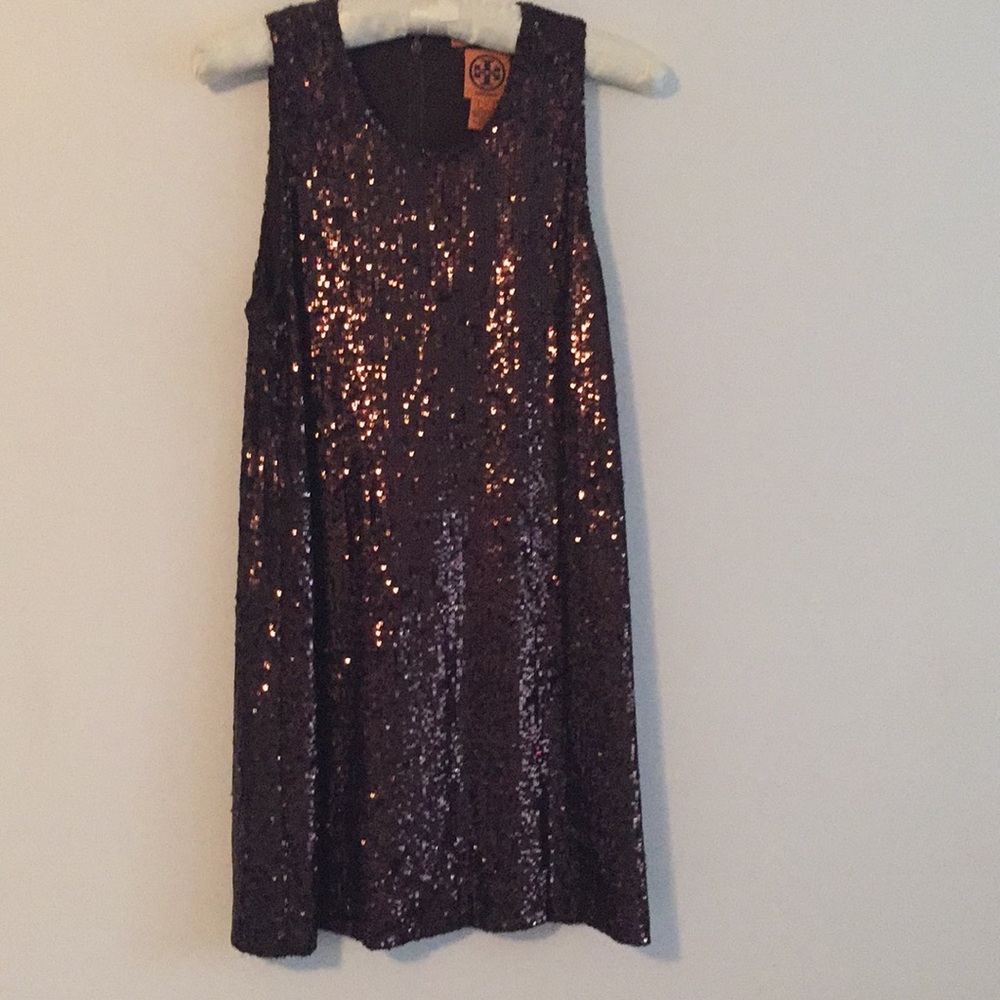 Tory Burch sequin swing dress - dark brown